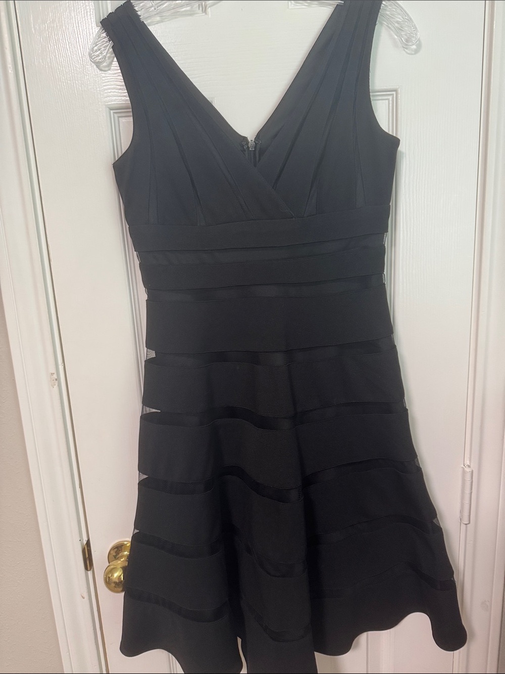 Scarlett Black V-Neck Tiered A-Line Midi Dress